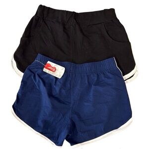 GIRLS BLACK AND BLUE ATHLETIC SHORTS SIZE M-L